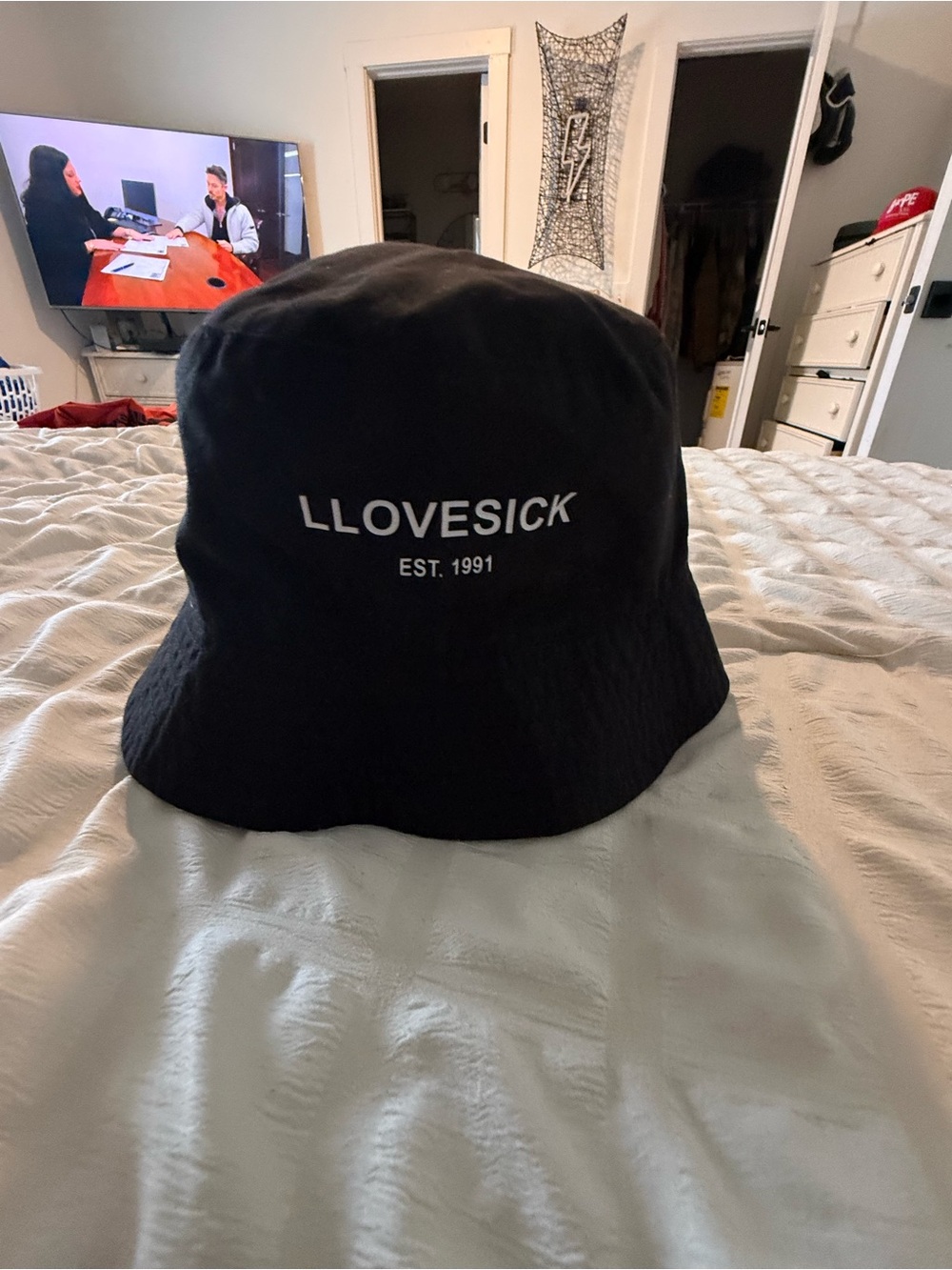 Lovesick Black Bucket Hat with White Logo